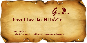 Gavrilovits Milán névjegykártya